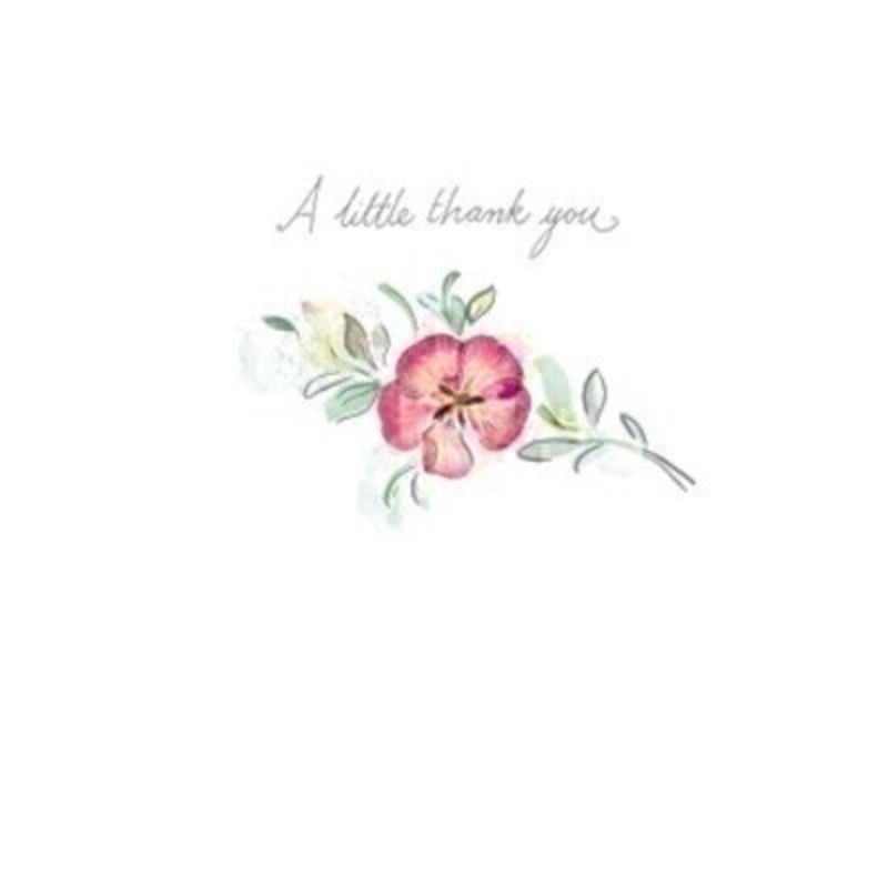This cute little greetings card from Paper Rose has a picture of a flower with A little thank you written on the front. The card is blank inside so you can write your own message and it comes complete with envelope.  A lovely little card to send to someone who loves flowers or nature. 